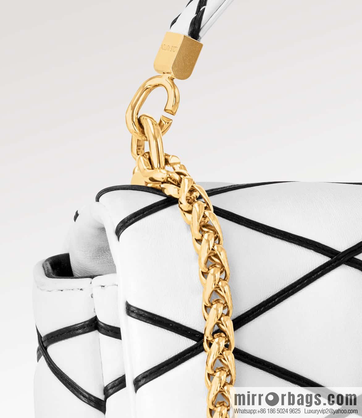 [Boutique‑grade] M22890 white, full leather rhombus chain bag series GO-14 Teist medium handbag M22891