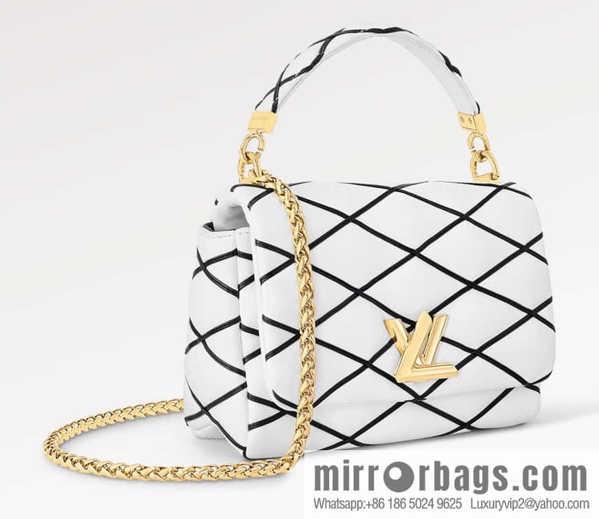 [Boutique‑grade] M22890 white, full leather rhombus chain bag series GO-14 Teist medium handbag M22891