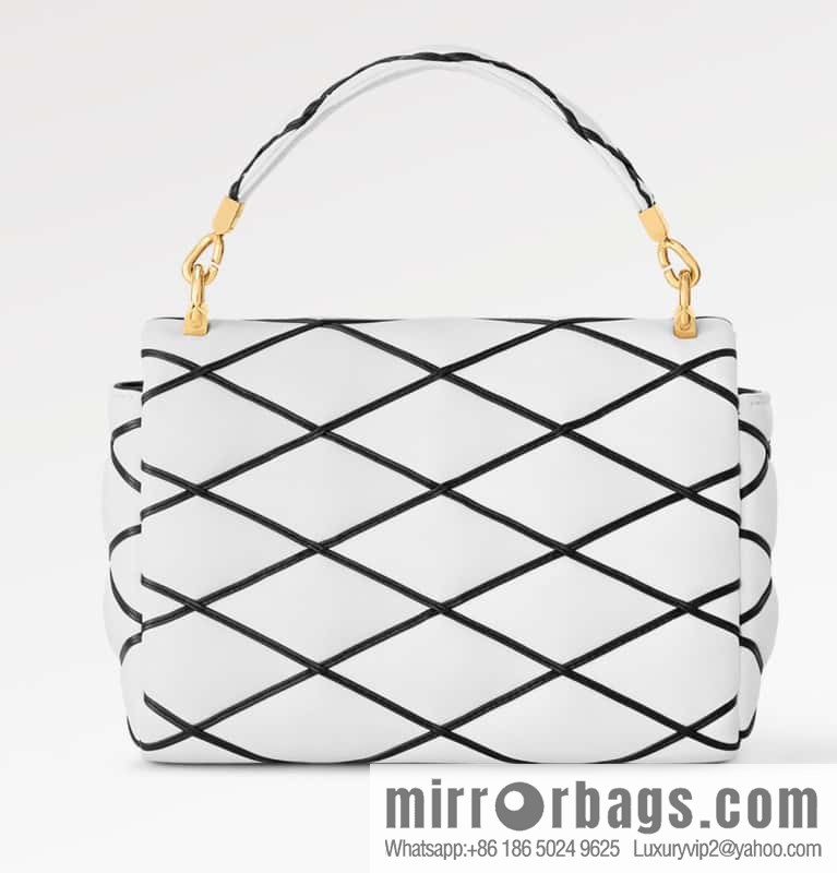 [Boutique‑grade] M22890 white, full leather rhombus chain bag series GO-14 Teist medium handbag M22891