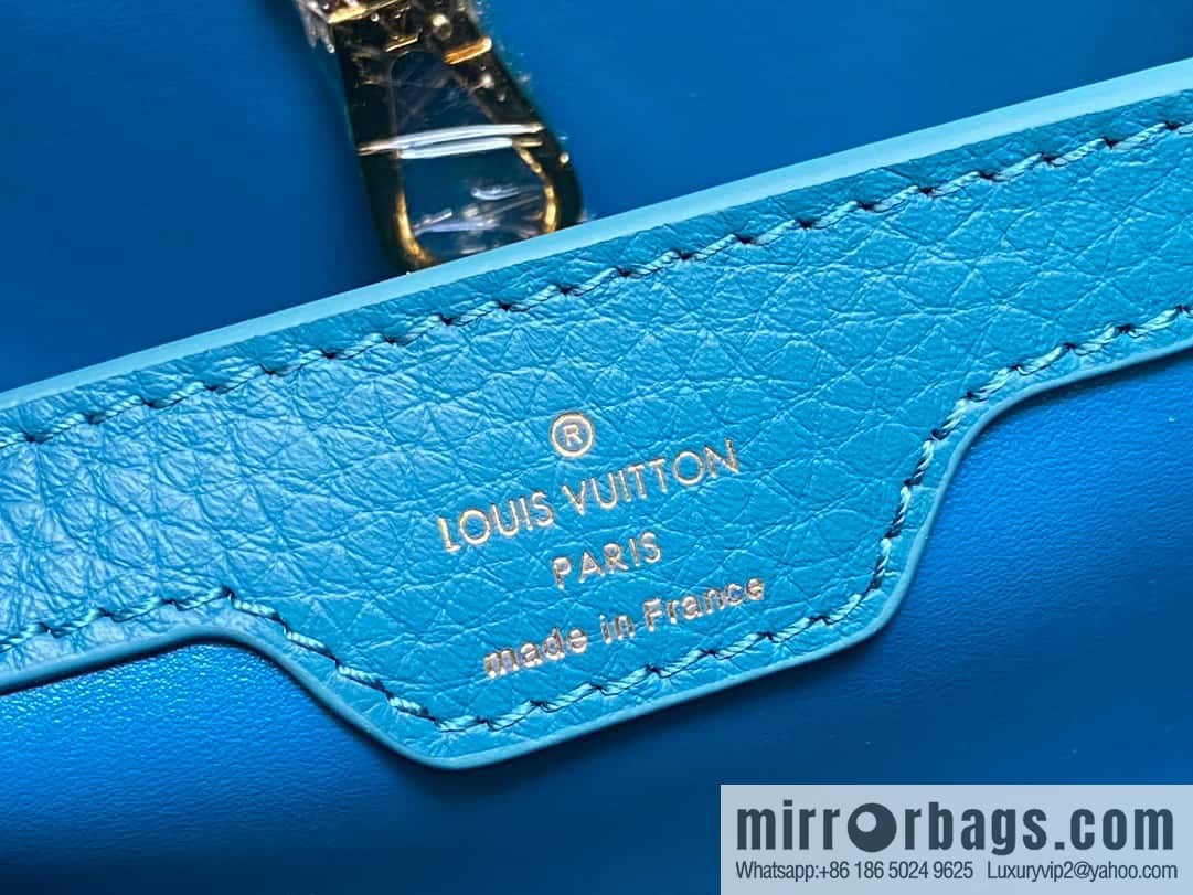 [Boutique‑grade] M23766 blue flower crown, full leather cap, that English series Capucines medium handbag