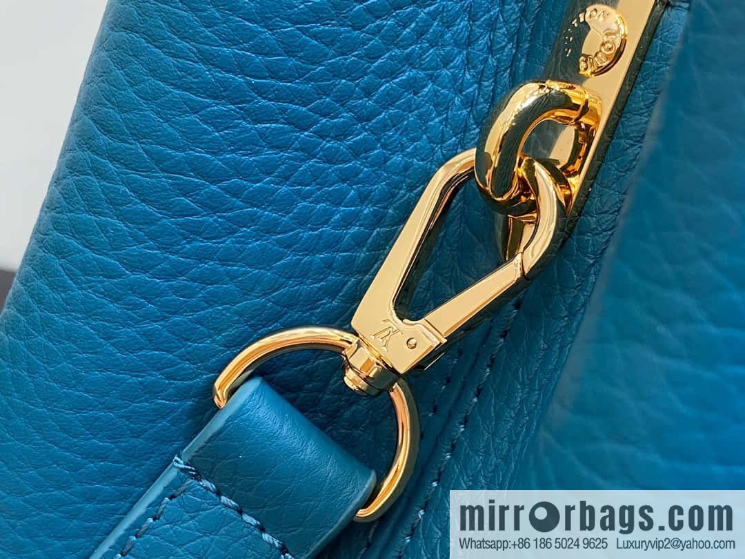[Boutique‑grade] M23766 blue flower crown, full leather cap, that English series Capucines medium handbag