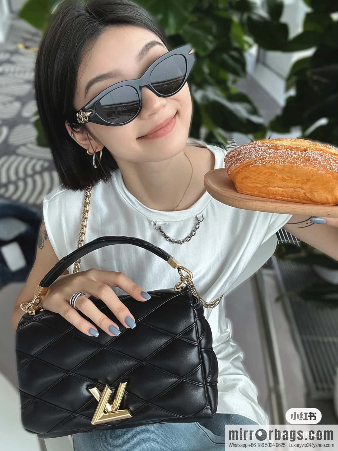 [Boutique‑grade] M22890 white, full leather rhombus chain bag series GO-14 Teist medium handbag M22891