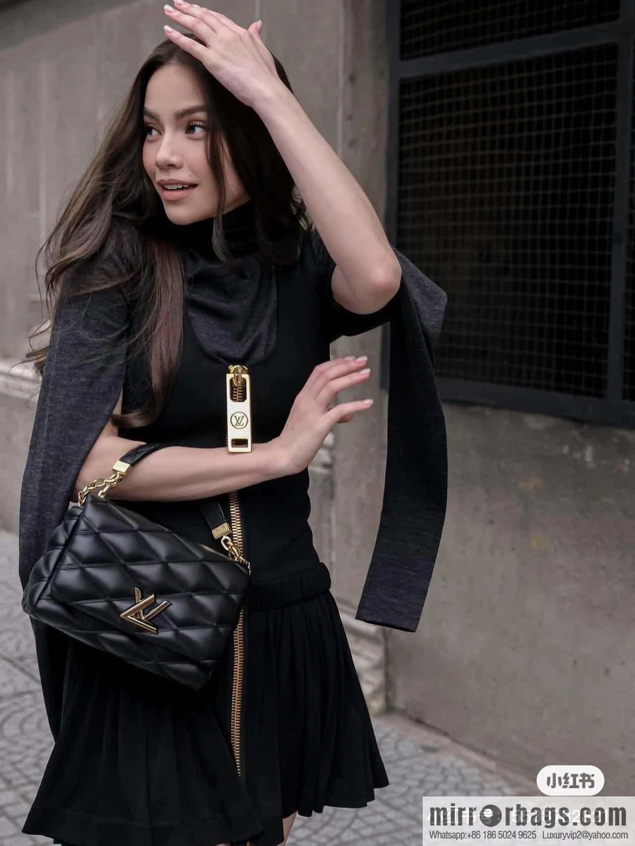 [Boutique‑grade] M22890 white, full leather rhombus chain bag series GO-14 Teist medium handbag M22891