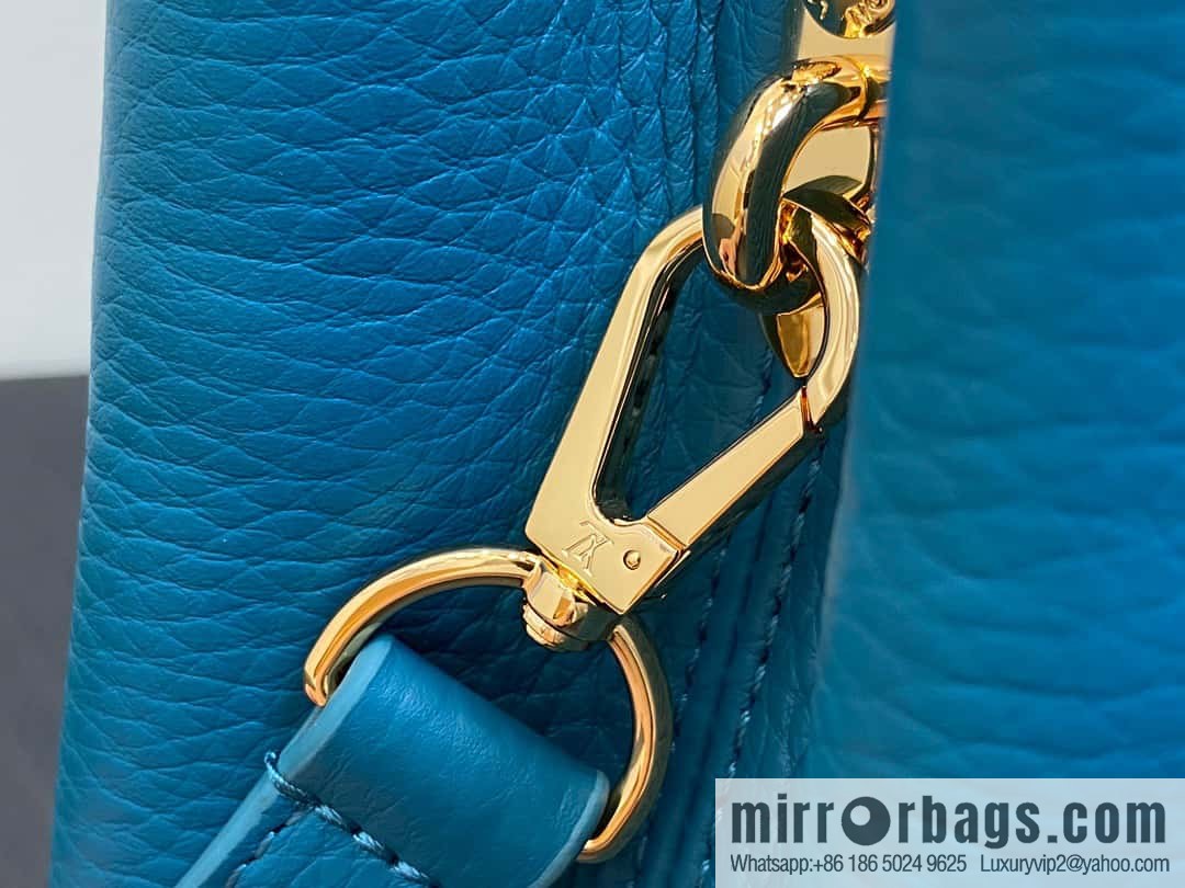 [Boutique‑grade] M23766 blue flower crown, full leather cap that English series Capucines small handbag