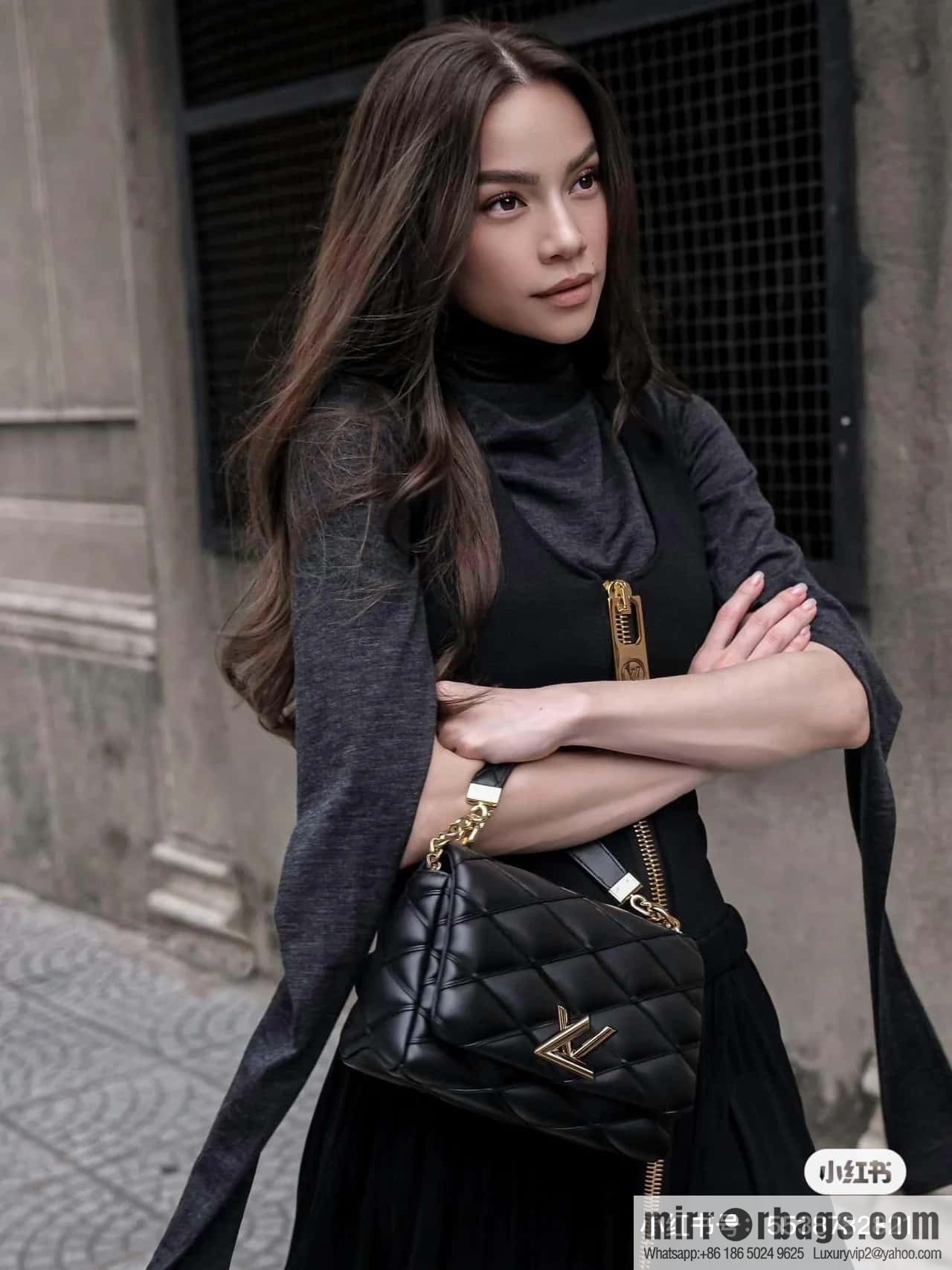 [Boutique‑grade] M22890 white, full leather rhombus chain bag series GO-14 Teist medium handbag M22891