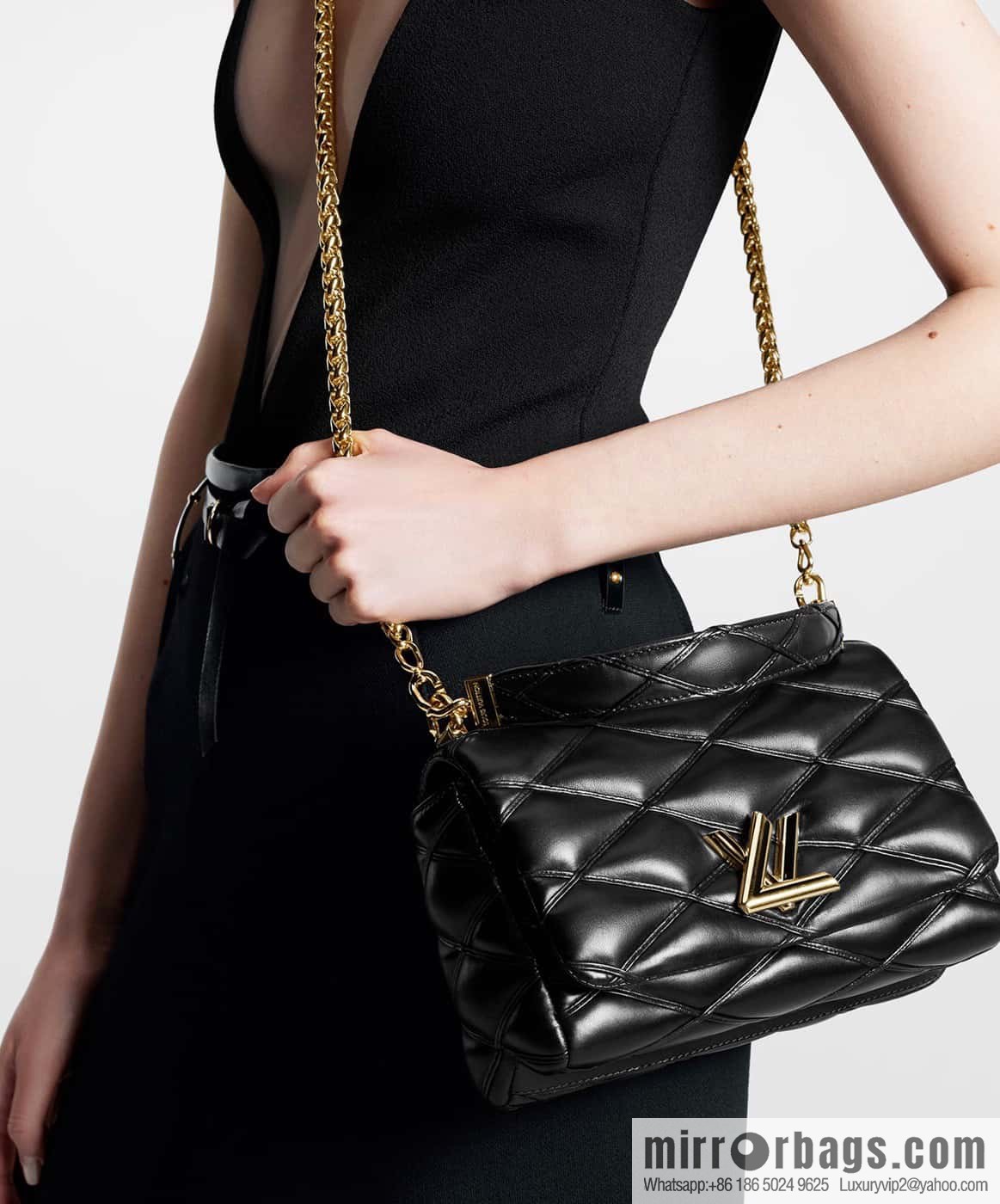 [Boutique‑grade] M22890 white, full leather rhombus chain bag series GO-14 Teist medium handbag M22891