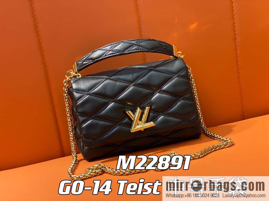 [Boutique‑grade] M22890 white, full leather rhombus chain bag series GO-14 Teist medium handbag M22891