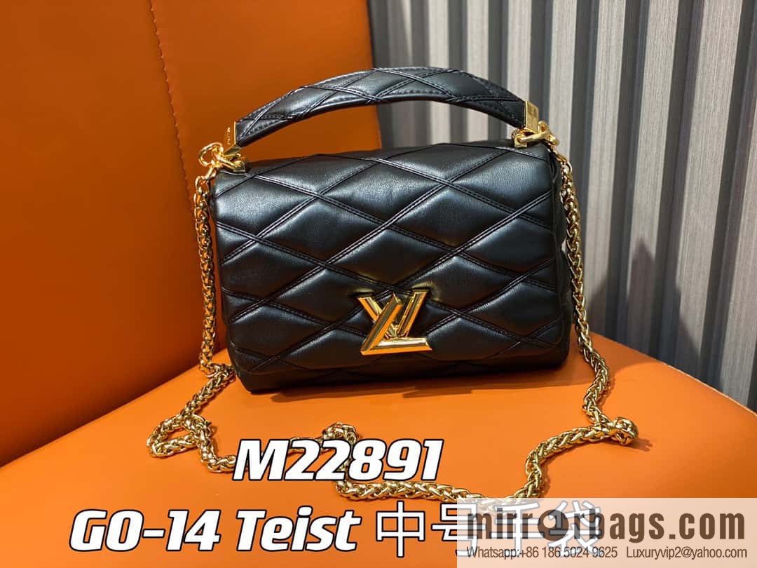 [Boutique‑grade] M22890 white, full leather rhombus chain bag series GO-14 Teist medium handbag M22891
