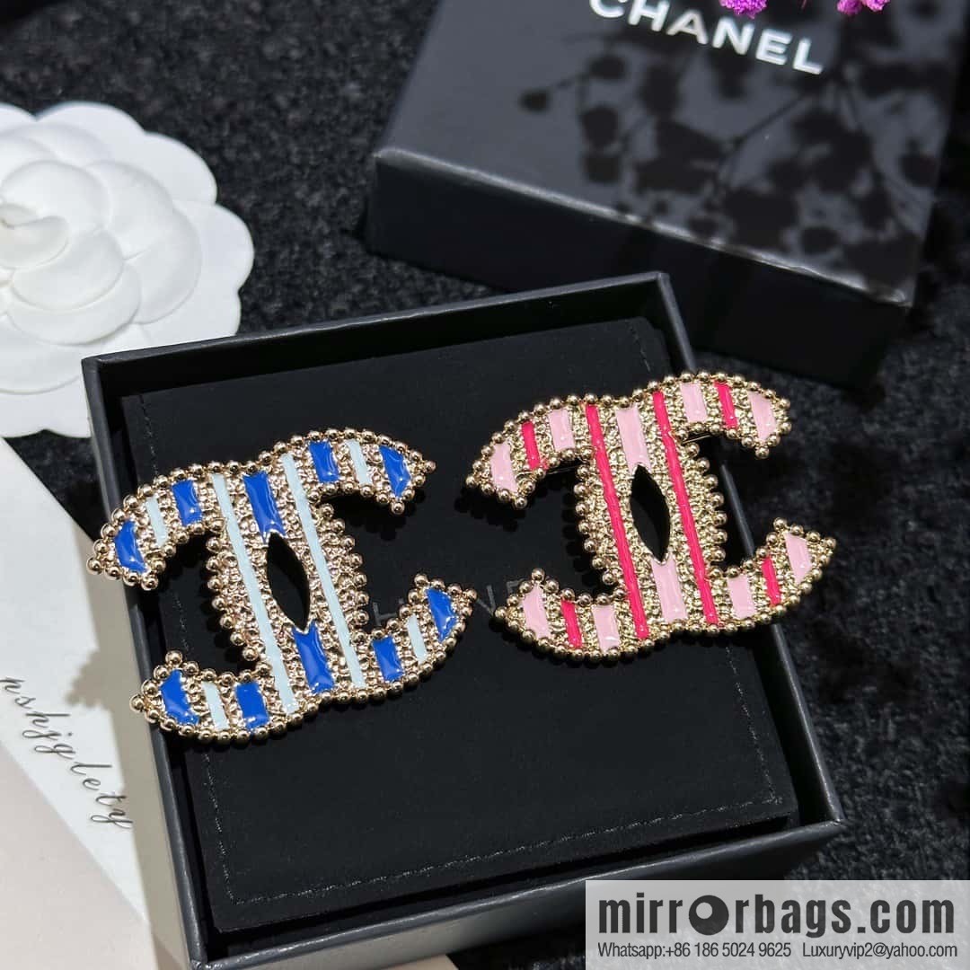 ❗️New ❗️ ☀️ new ☑️ Chanel double c vertical stripe oil drop brooch ☀️