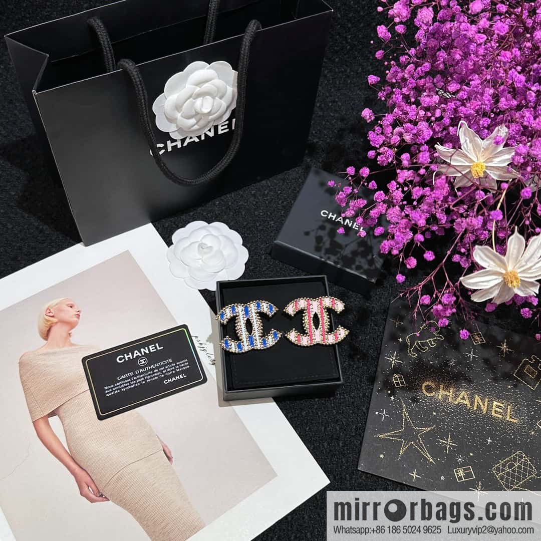 ❗️New ❗️ ☀️ new ☑️ Chanel double c vertical stripe oil drop brooch ☀️