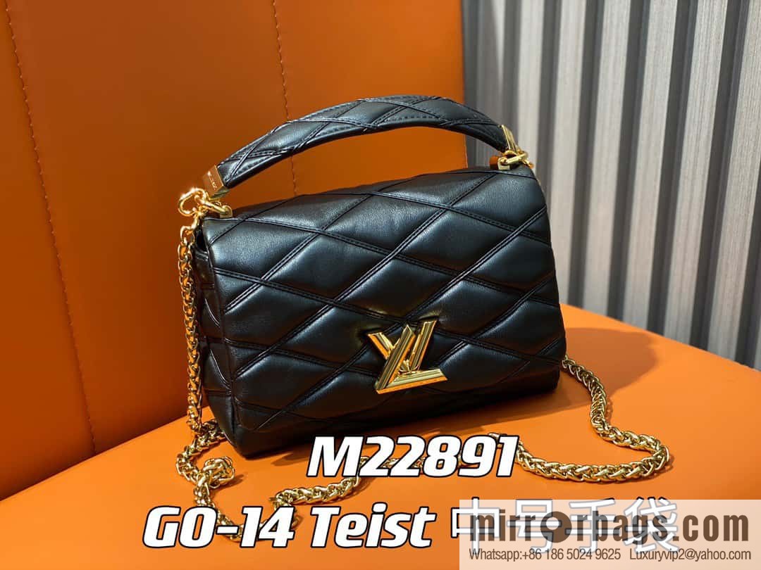 [Boutique‑grade] M22890 white, full leather rhombus chain bag series GO-14 Teist medium handbag M22891