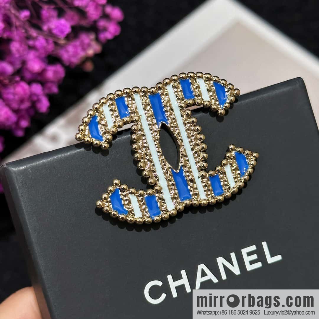 ❗️New ❗️ ☀️ new ☑️ Chanel double c vertical stripe oil drop brooch ☀️