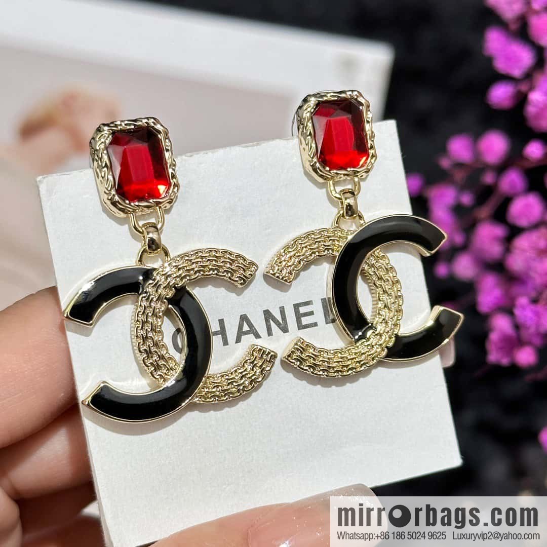 ❗️New ❗️ chanel stud earrings ☀️ new ☑️ chanel c2 double c ruby stud earrings ☀️