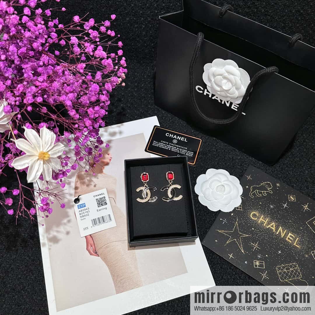 ❗️New ❗️ chanel stud earrings ☀️ new ☑️ chanel c2 double c ruby stud earrings ☀️