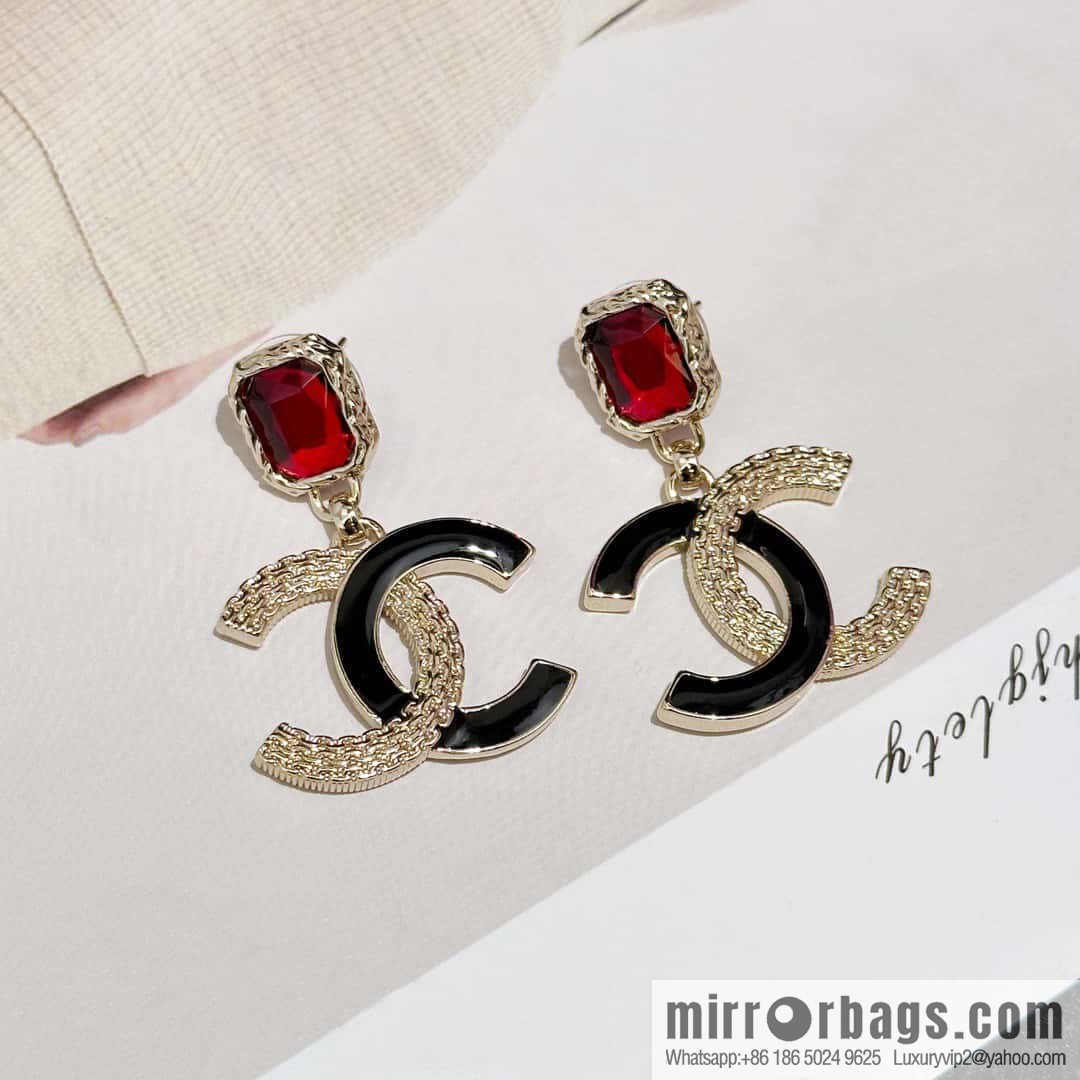 ❗️New ❗️ chanel stud earrings ☀️ new ☑️ chanel c2 double c ruby stud earrings ☀️