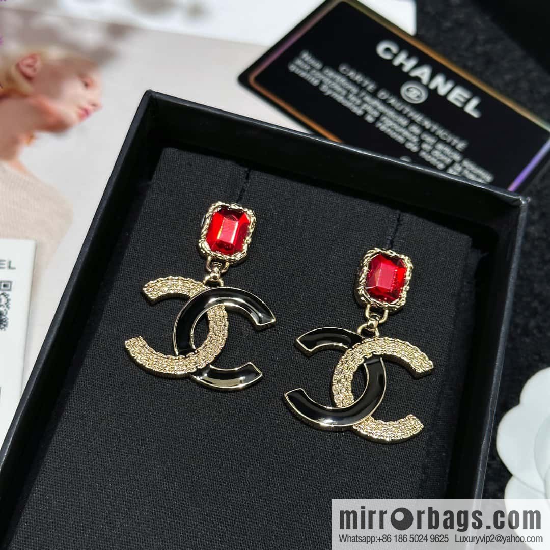 ❗️New ❗️ chanel stud earrings ☀️ new ☑️ chanel c2 double c ruby stud earrings ☀️