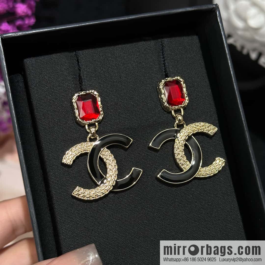❗️New ❗️ chanel stud earrings ☀️ new ☑️ chanel c2 double c ruby stud earrings ☀️