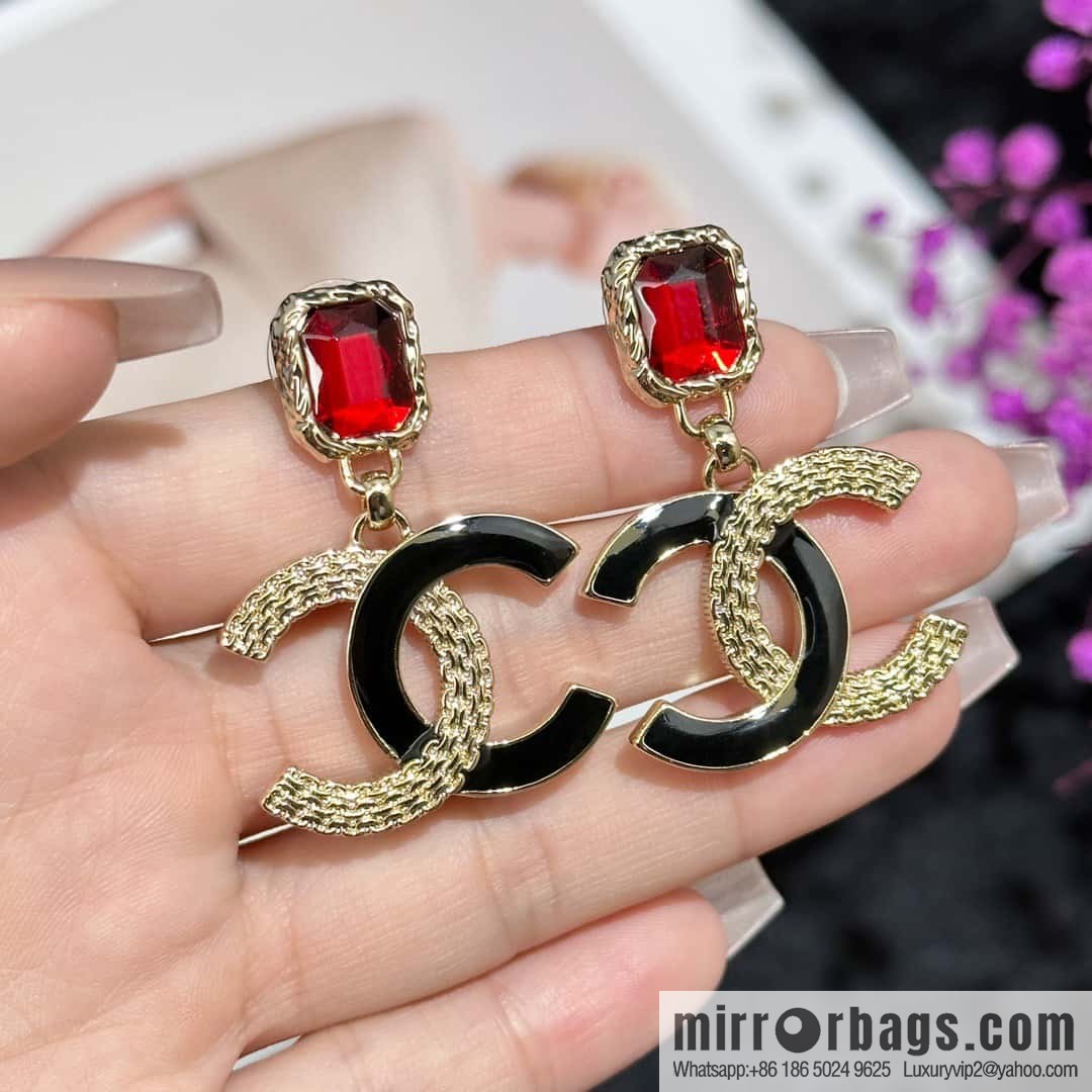 ❗️New ❗️ chanel stud earrings ☀️ new ☑️ chanel c2 double c ruby stud earrings ☀️
