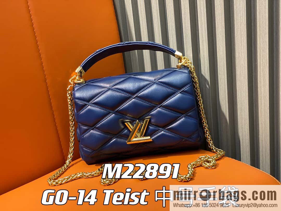 [Boutique‑grade] M22890 full leather rhombus chain bag series GO-14 Teist medium handbag M22891