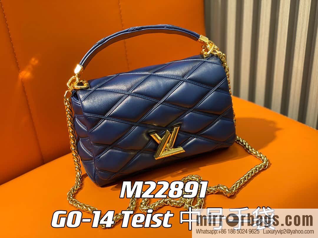 [Boutique‑grade] M22890 full leather rhombus chain bag series GO-14 Teist medium handbag M22891
