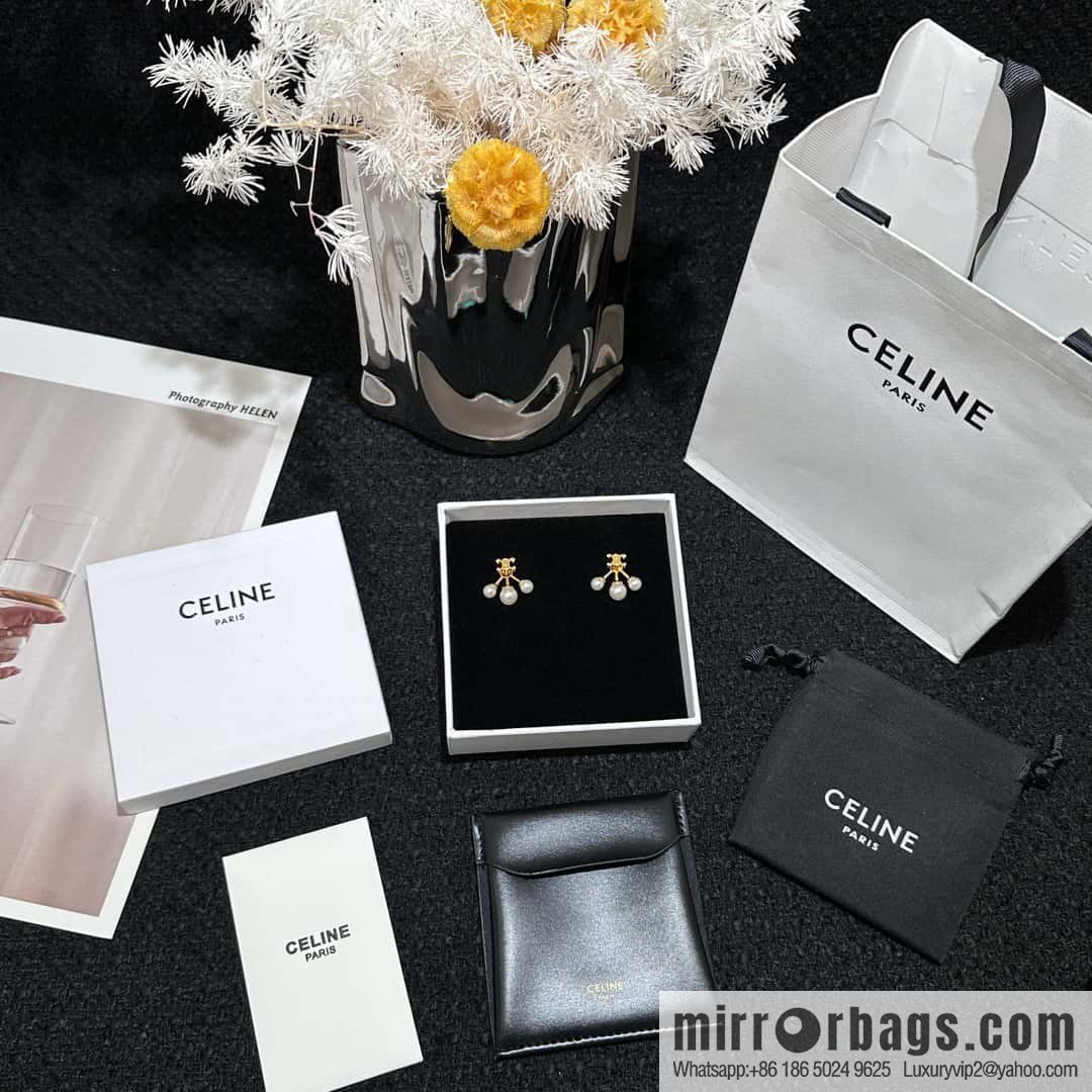 ❗️New ❗️ ☀️ original order ☀️ new ☑️ Celine Celine simple style Arc de Triomphe pearl stud earrings ☀️