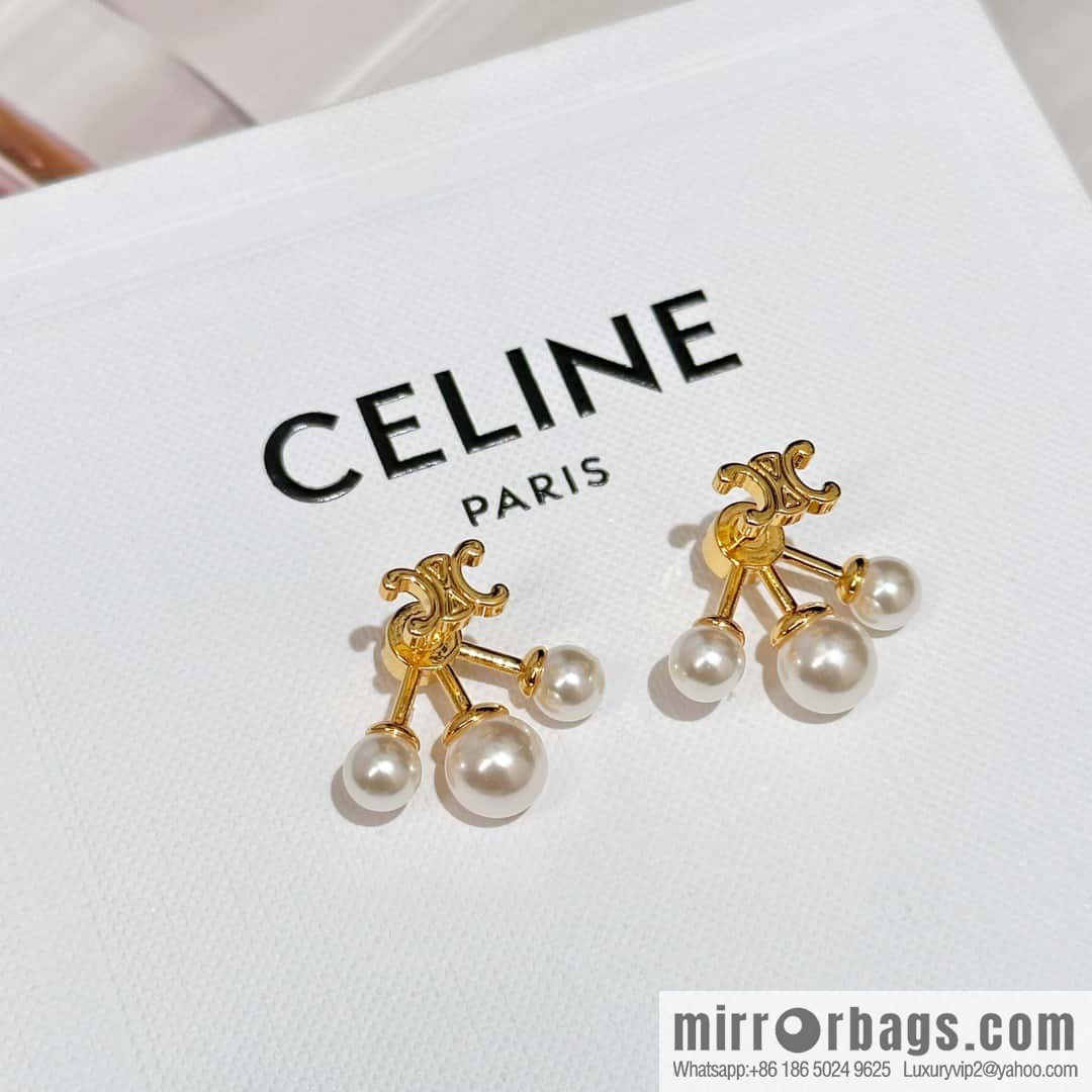 ❗️New ❗️ ☀️ original order ☀️ new ☑️ Celine Celine simple style Arc de Triomphe pearl stud earrings ☀️