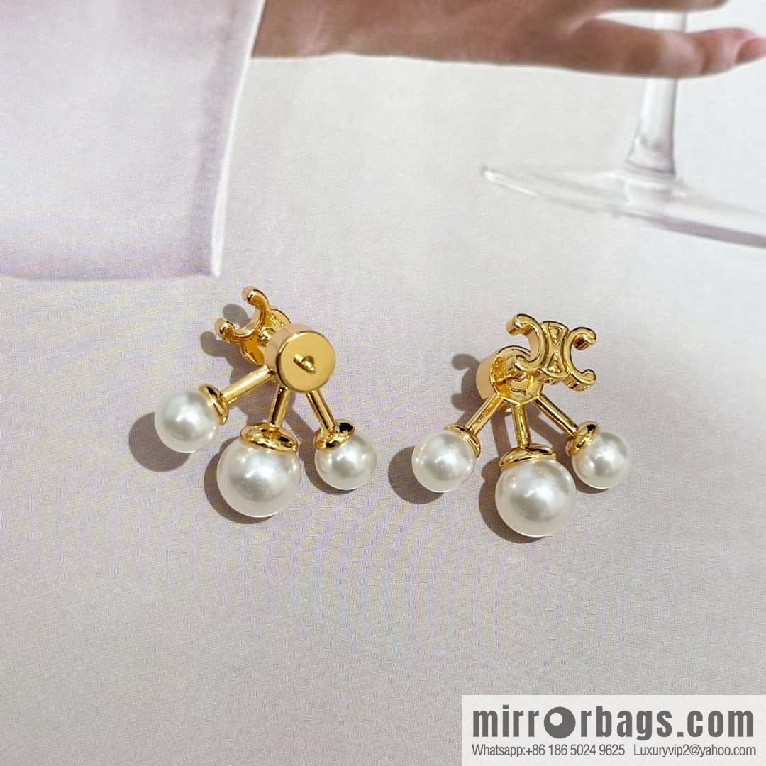 ❗️New ❗️ ☀️ original order ☀️ new ☑️ Celine Celine simple style Arc de Triomphe pearl stud earrings ☀️