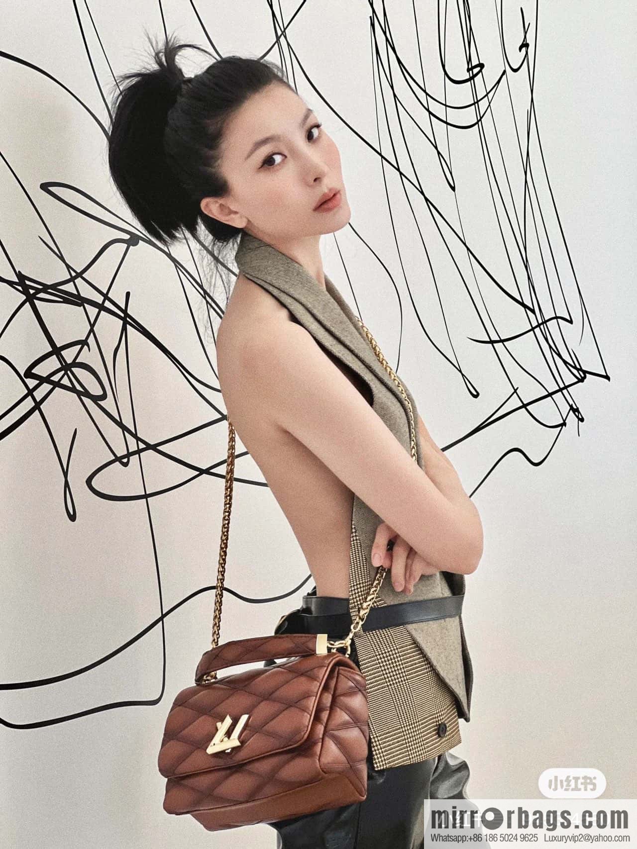 [Boutique‑grade] M22890 full leather rhombus chain bag series GO-14 Teist medium handbag M22891