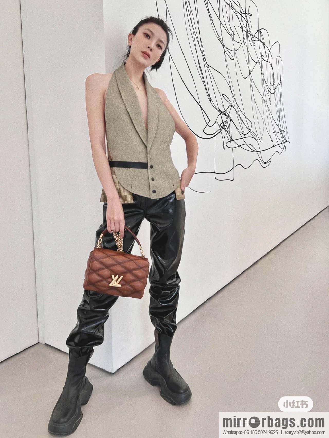 [Boutique‑grade] M22890 full leather rhombus chain bag series GO-14 Teist medium handbag M22891