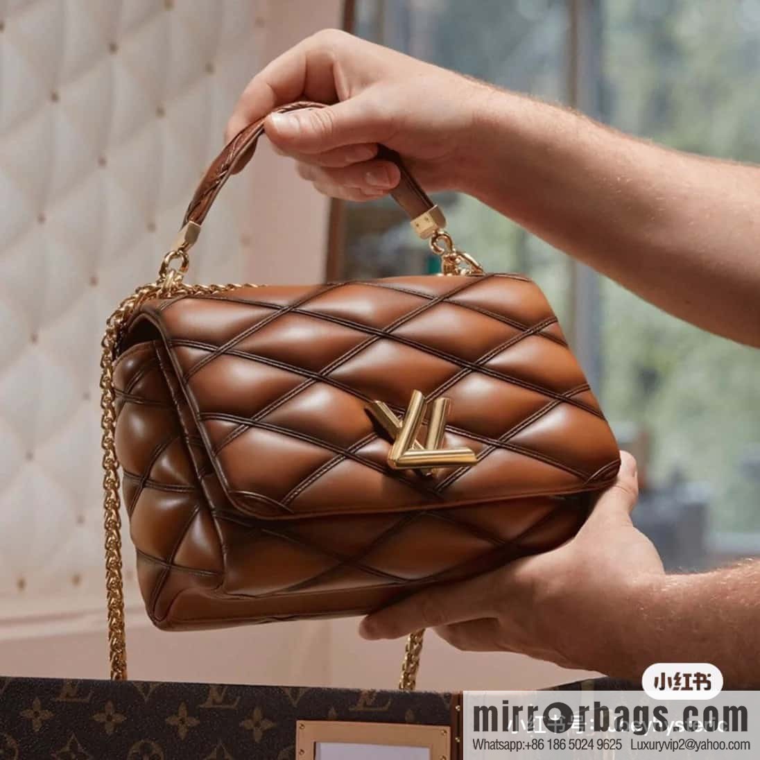 [Boutique‑grade] M22890 full leather rhombus chain bag series GO-14 Teist medium handbag M22891