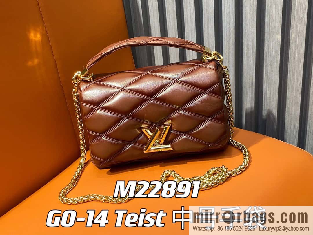 [Boutique‑grade] M22890 full leather rhombus chain bag series GO-14 Teist medium handbag M22891
