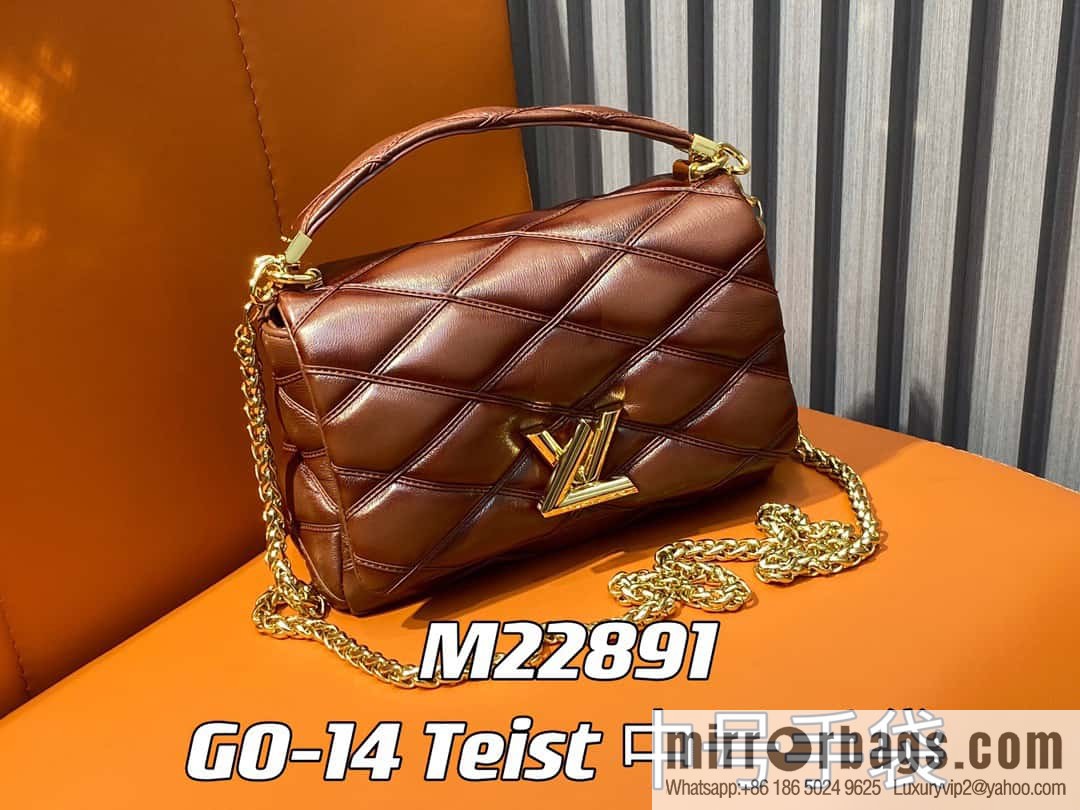 [Boutique‑grade] M22890 full leather rhombus chain bag series GO-14 Teist medium handbag M22891
