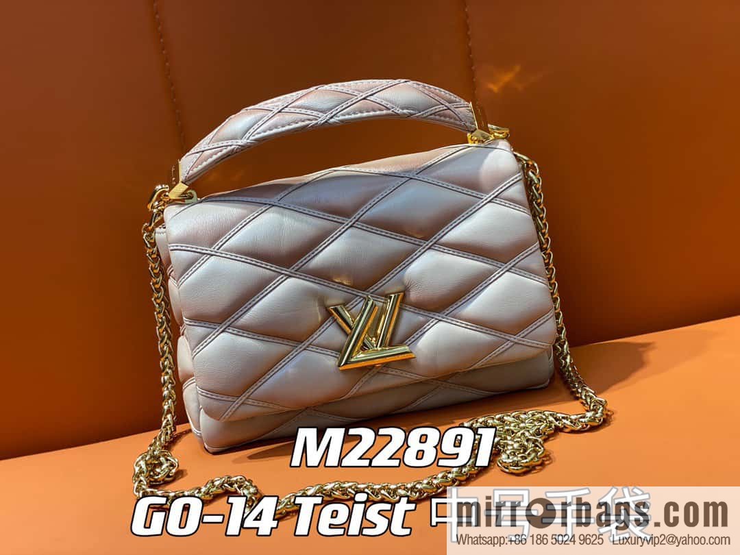 [Boutique‑grade] M22890 full leather rhombus chain bag series GO-14 Teist medium handbag M22891
