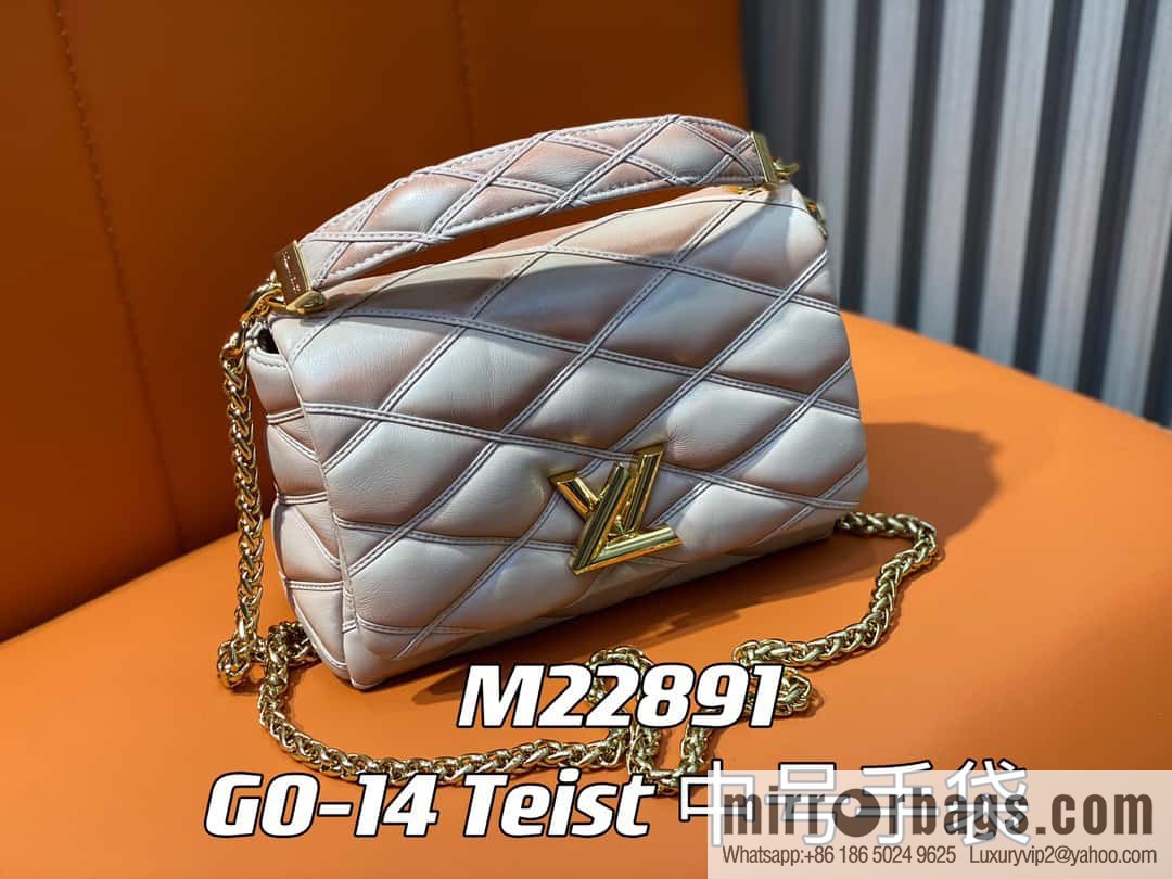 [Boutique‑grade] M22890 full leather rhombus chain bag series GO-14 Teist medium handbag M22891