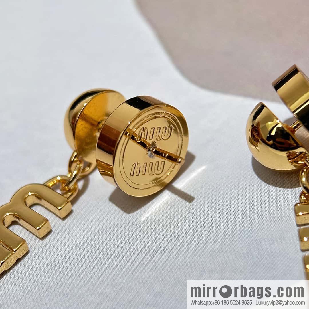 ❗️New ❗️ MIUMIU stud earrings, original order K [style] MIU MIU Miu golden letter stud earrings