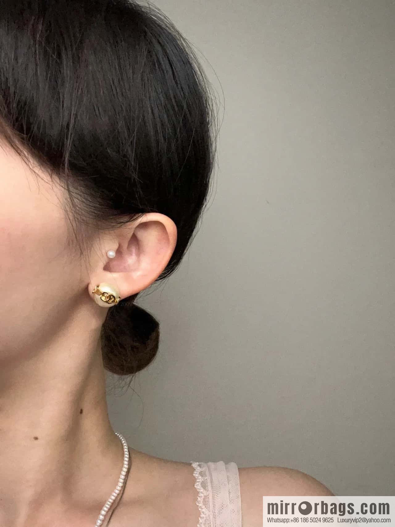 ☀️New ☑️ Chanel Double C Mini Pearl Letter Earrings
