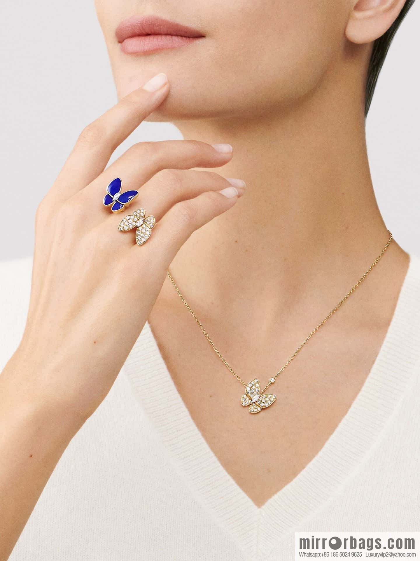 ❗️Classic ❗️ ☀️ Original ☀️ Van Cleef & Arpels Full Diamond Butterfly Necklace ☀️