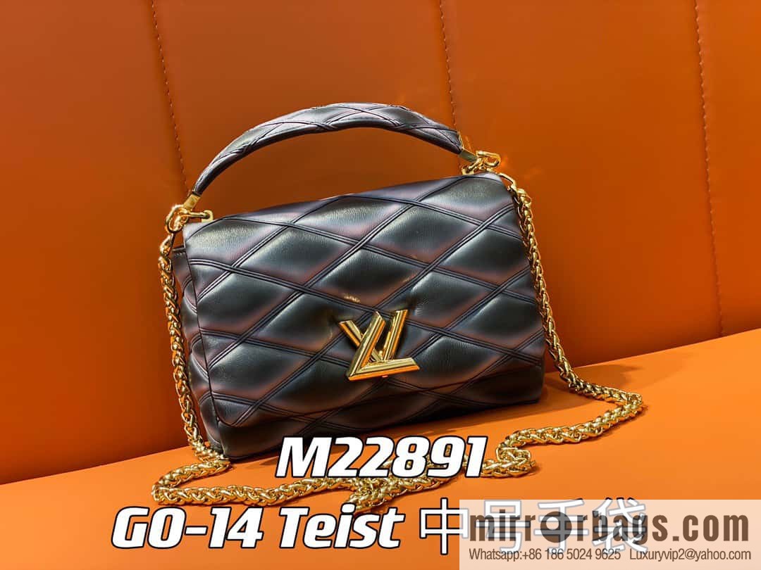 [Boutique‑grade] M22890 full leather rhombus chain bag series GO-14 Teist medium handbag M22891