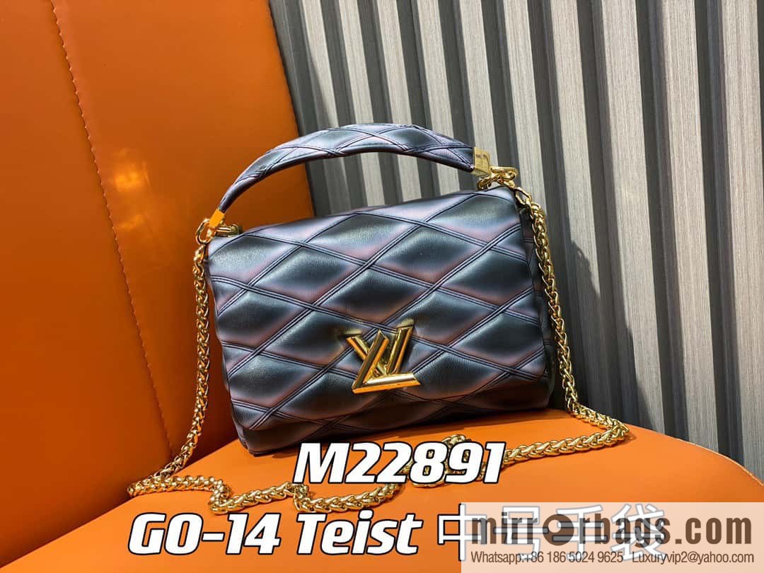 [Boutique‑grade] M22890 full leather rhombus chain bag series GO-14 Teist medium handbag M22891