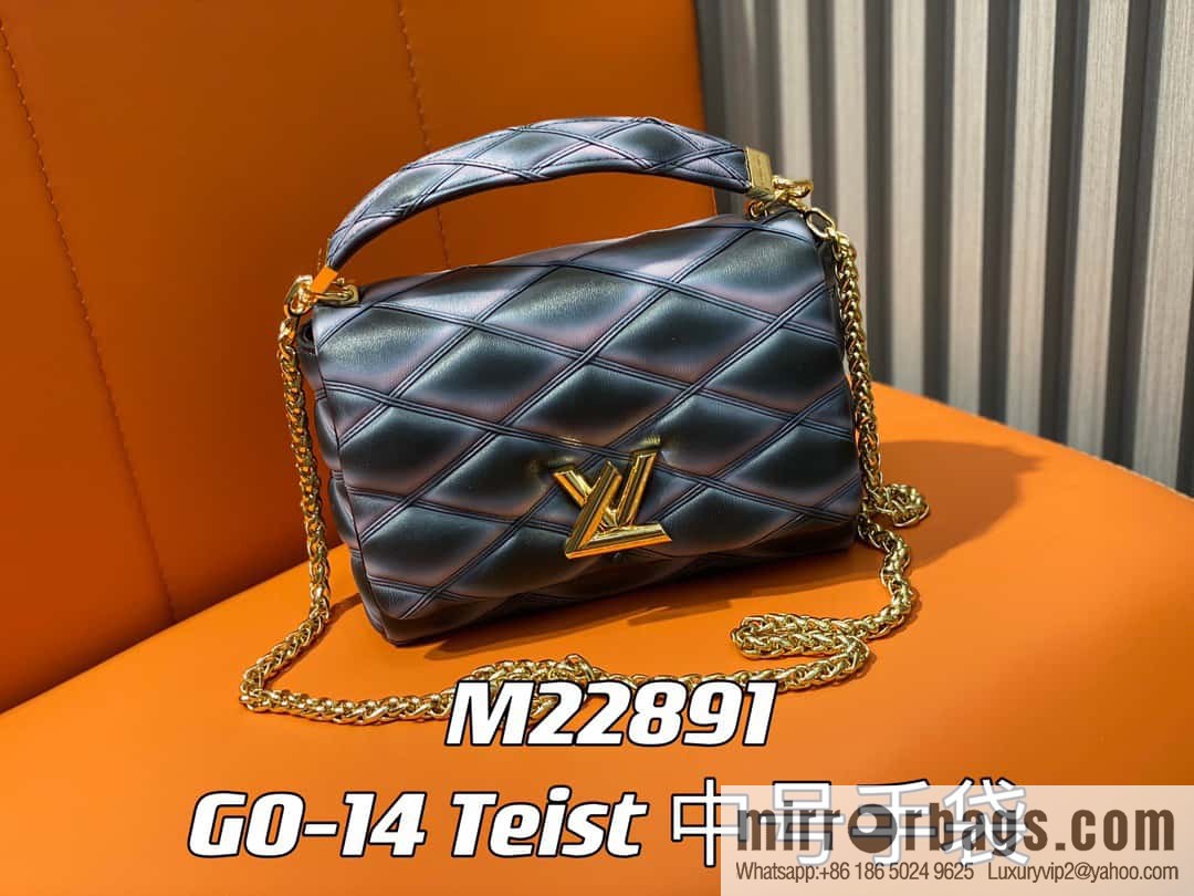 [Boutique‑grade] M22890 full leather rhombus chain bag series GO-14 Teist medium handbag M22891