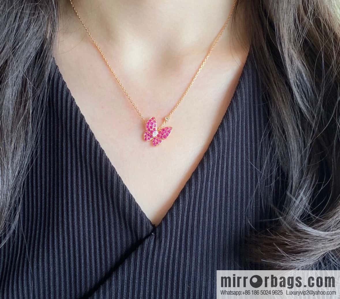 ❗️Classic ❗️ ☀️ Original ☀️ Van Cleef & Arpels Full Diamond Butterfly Necklace ☀️