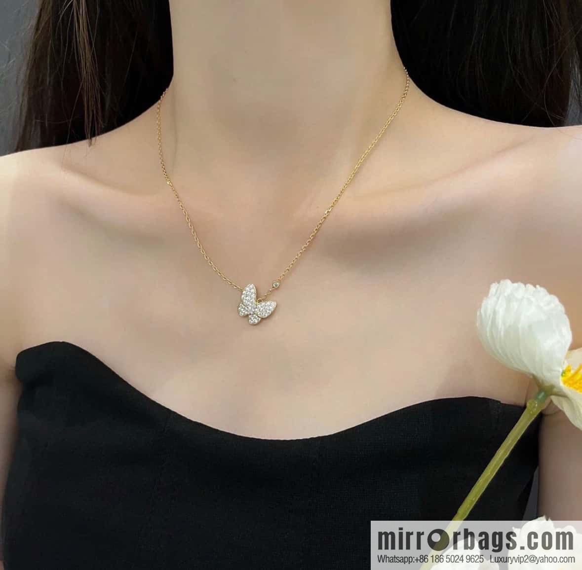 ❗️Classic ❗️ ☀️ Original ☀️ Van Cleef & Arpels Full Diamond Butterfly Necklace ☀️