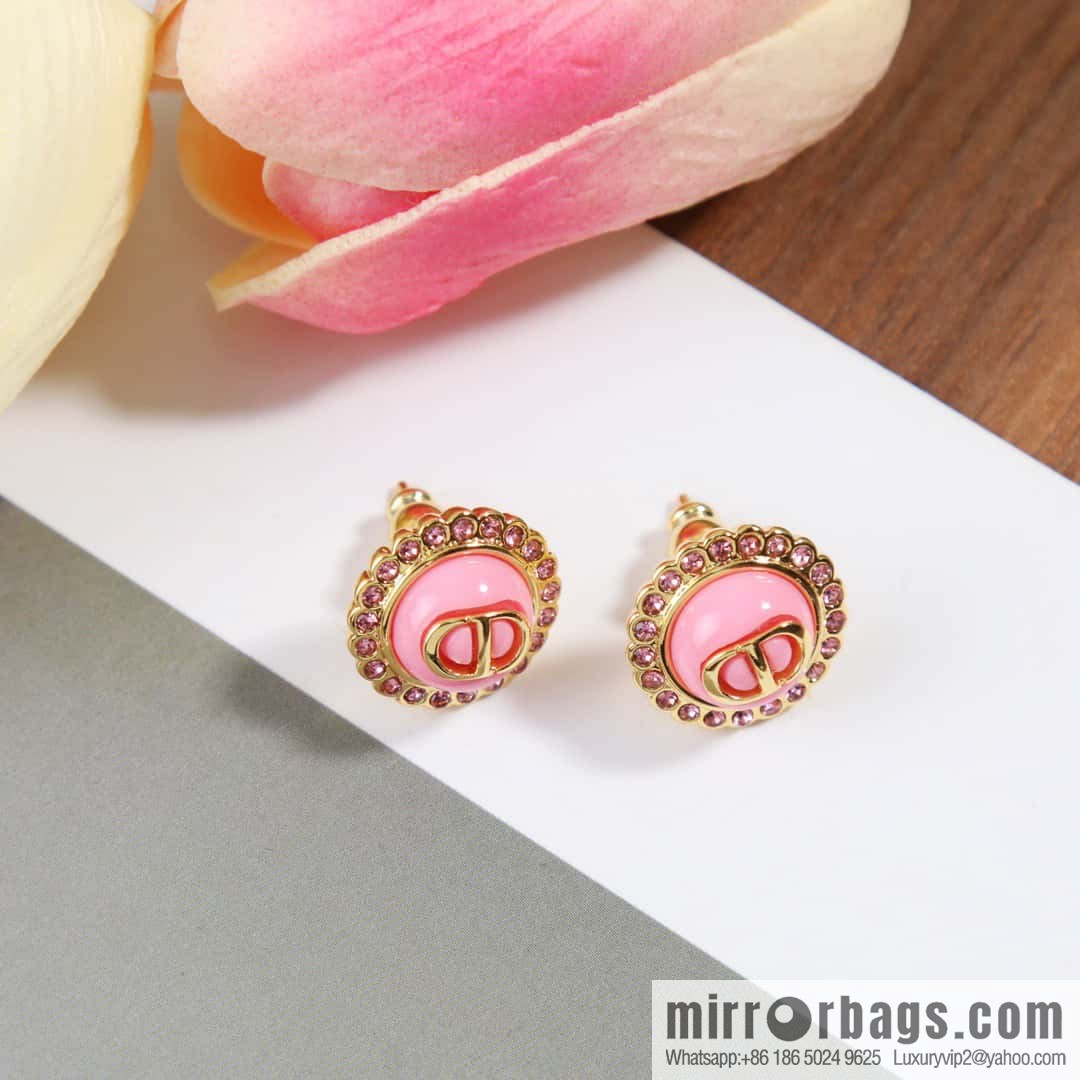 New ☑️ DIOR pink CD stud earrings