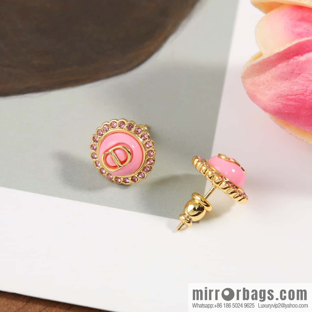 New ☑️ DIOR pink CD stud earrings