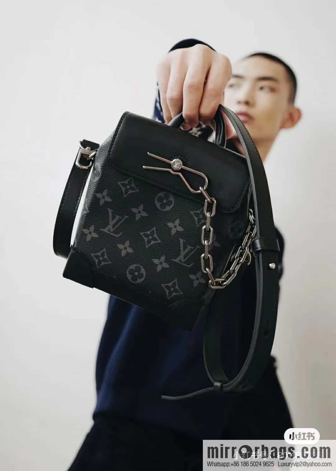 [Boutique‑grade] M82774 black flower, men's bag mini schoolbag series, new NANO STEAMER handbag in autumn and winter