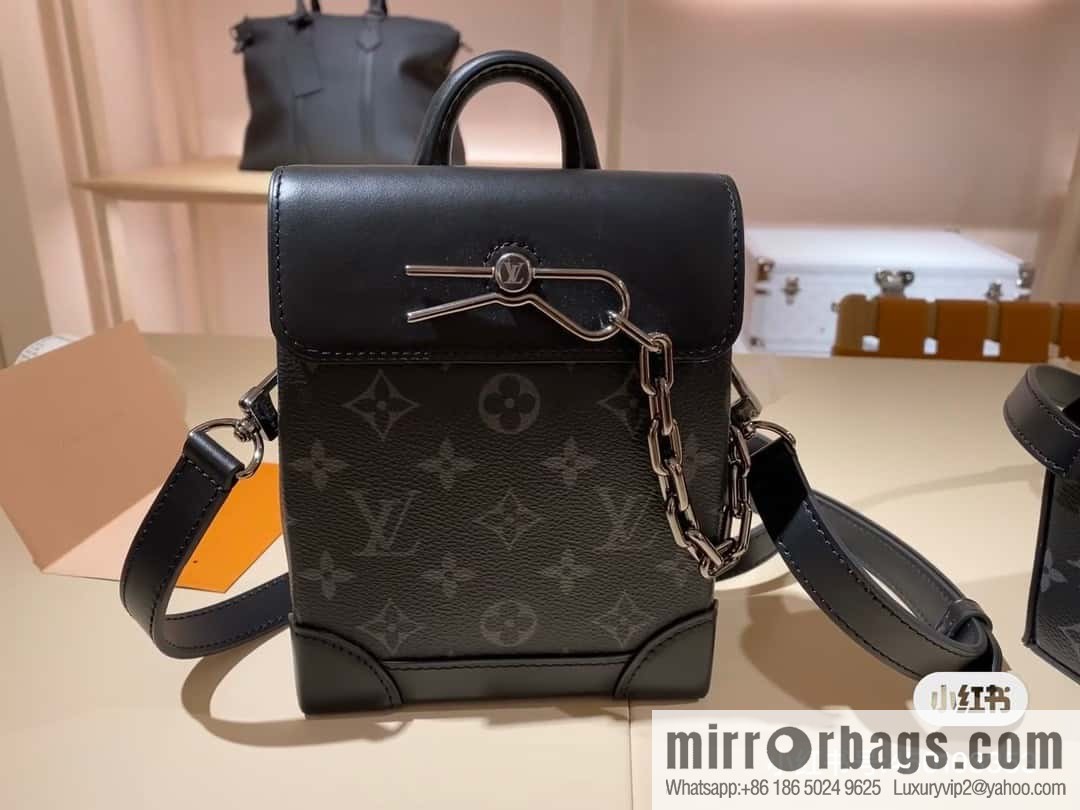 [Boutique‑grade] M82774 black flower, men's bag mini schoolbag series, new NANO STEAMER handbag in autumn and winter