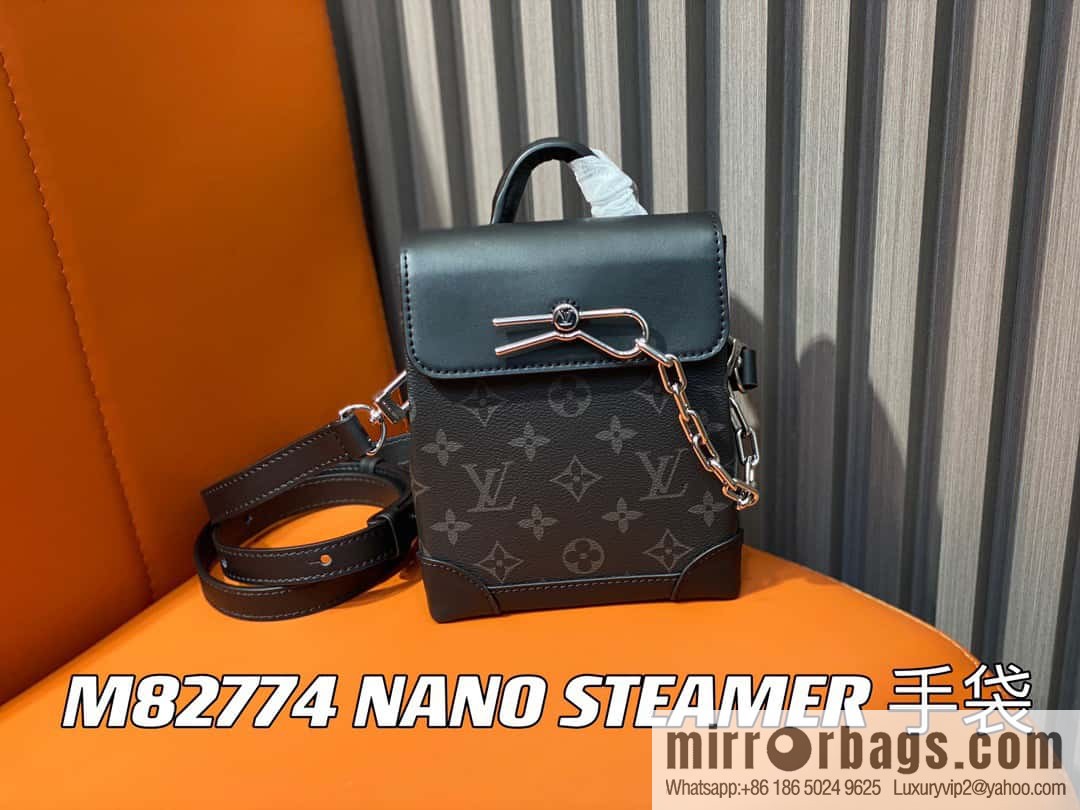 [Boutique‑grade] M82774 black flower, men's bag mini schoolbag series, new NANO STEAMER handbag in autumn and winter