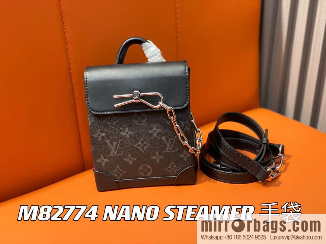 [Boutique‑grade] M82774 black flower, men's bag mini schoolbag series, new NANO STEAMER handbag in autumn and winter