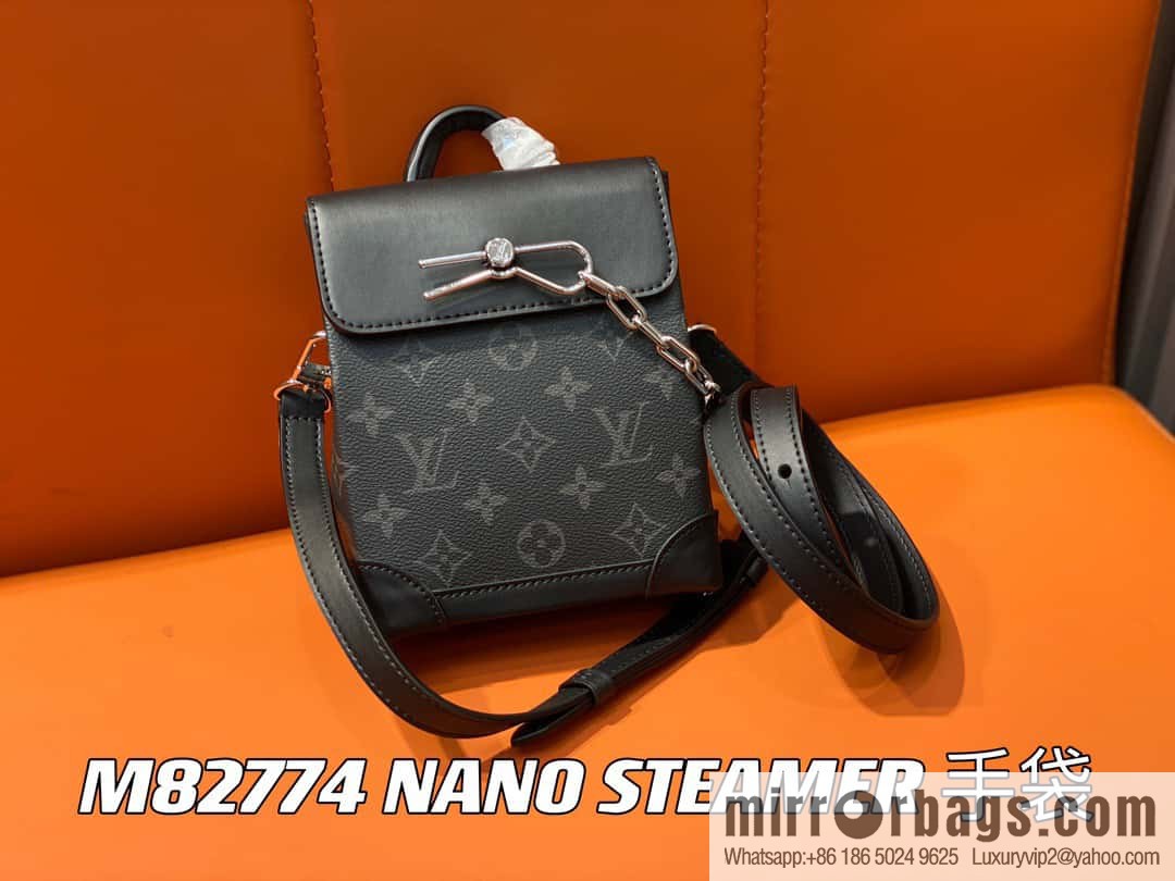 [Boutique‑grade] M82774 black flower, men's bag mini schoolbag series, new NANO STEAMER handbag in autumn and winter
