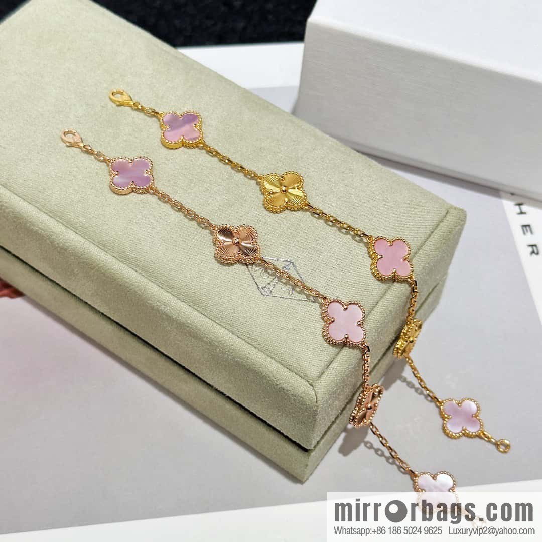 ❗️CNC version ❗️ ☀️ Van Cleef & Arpels engraved laser powder shell four-leaf clover five-flower bracelet ☀